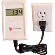 A Dirty Electricity Meter - SDE 803 Stetzer is connected to a power outlet.